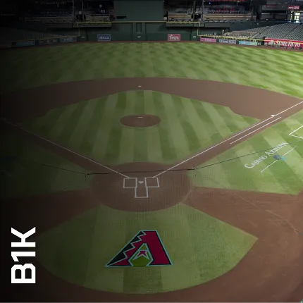 Artificial Turf Baseball Field - B1K/Truhop Artificial turf baseball field with B1K/Truhop branding