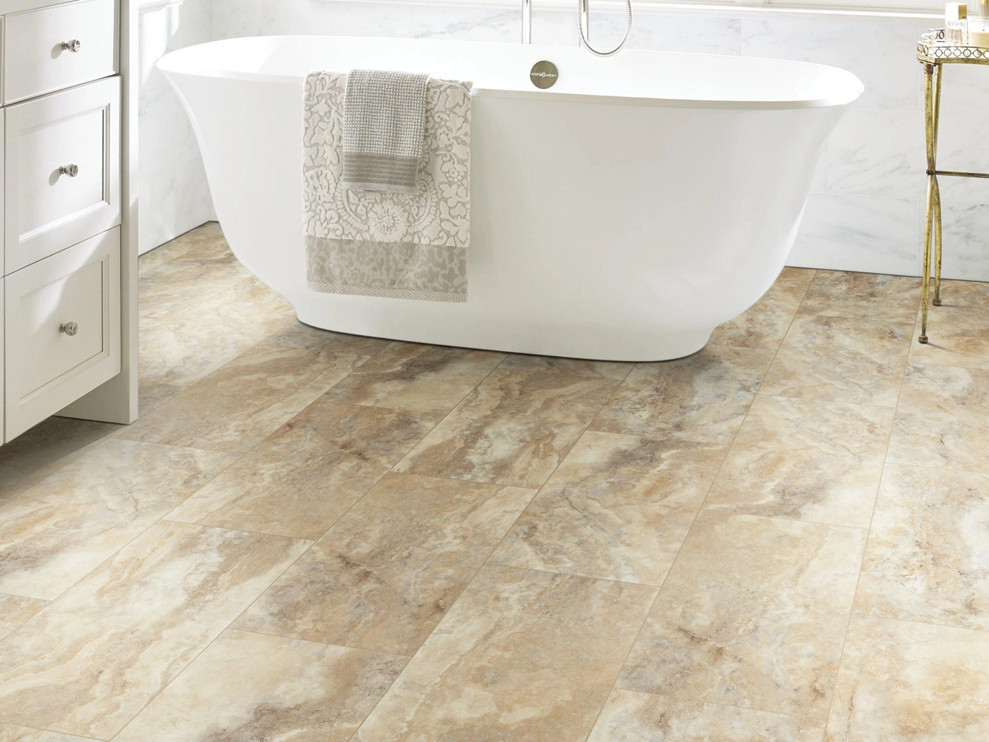 Clay flooring, shown in a room