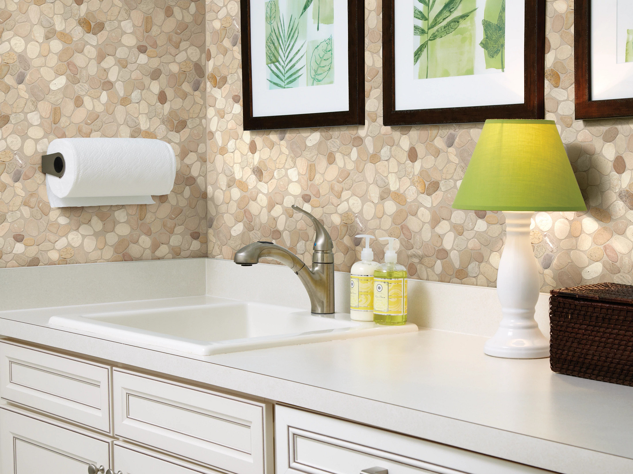 PEBBLE SLICED MOSAIC DRIFTWOOD TAN ROOM