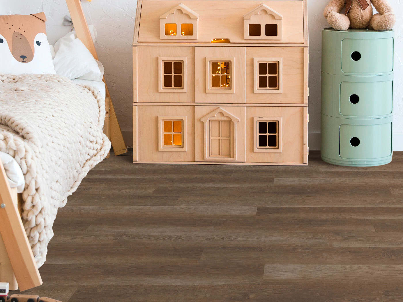 Vintage Sienna flooring, shown in a room