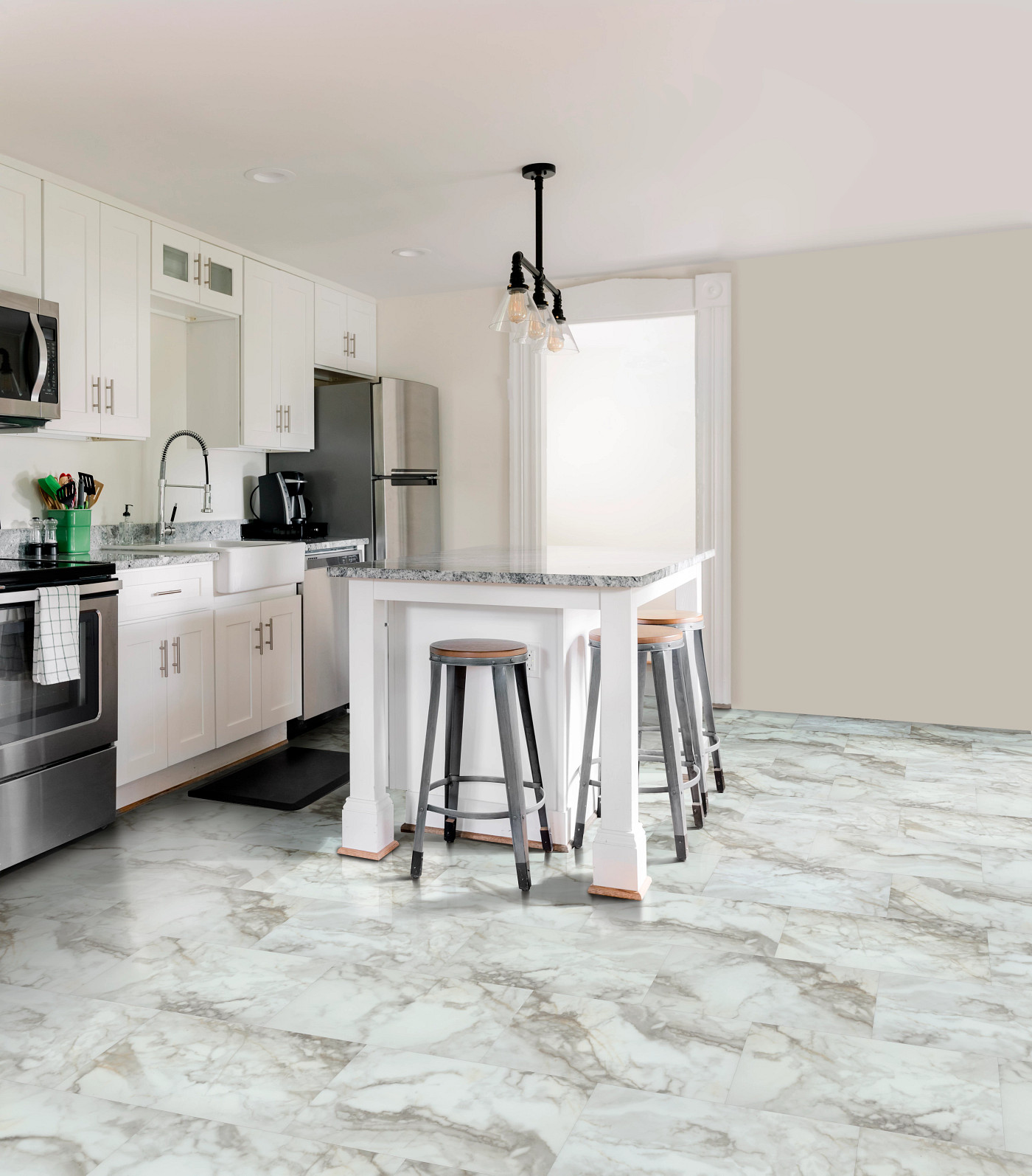 Alabaster flooring, shown in a room
