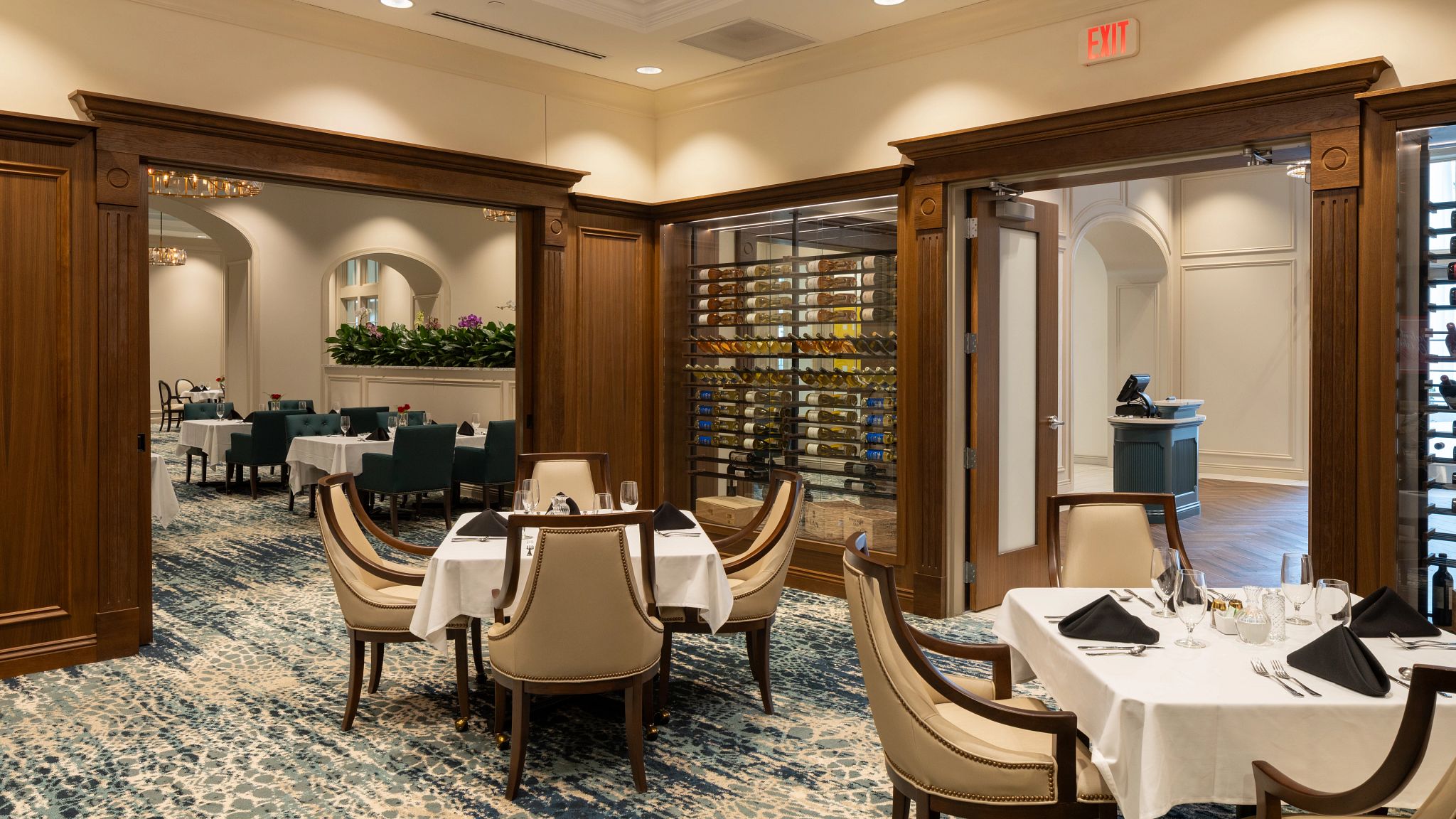 commercial carpet tile in a senior living community dinning room area
