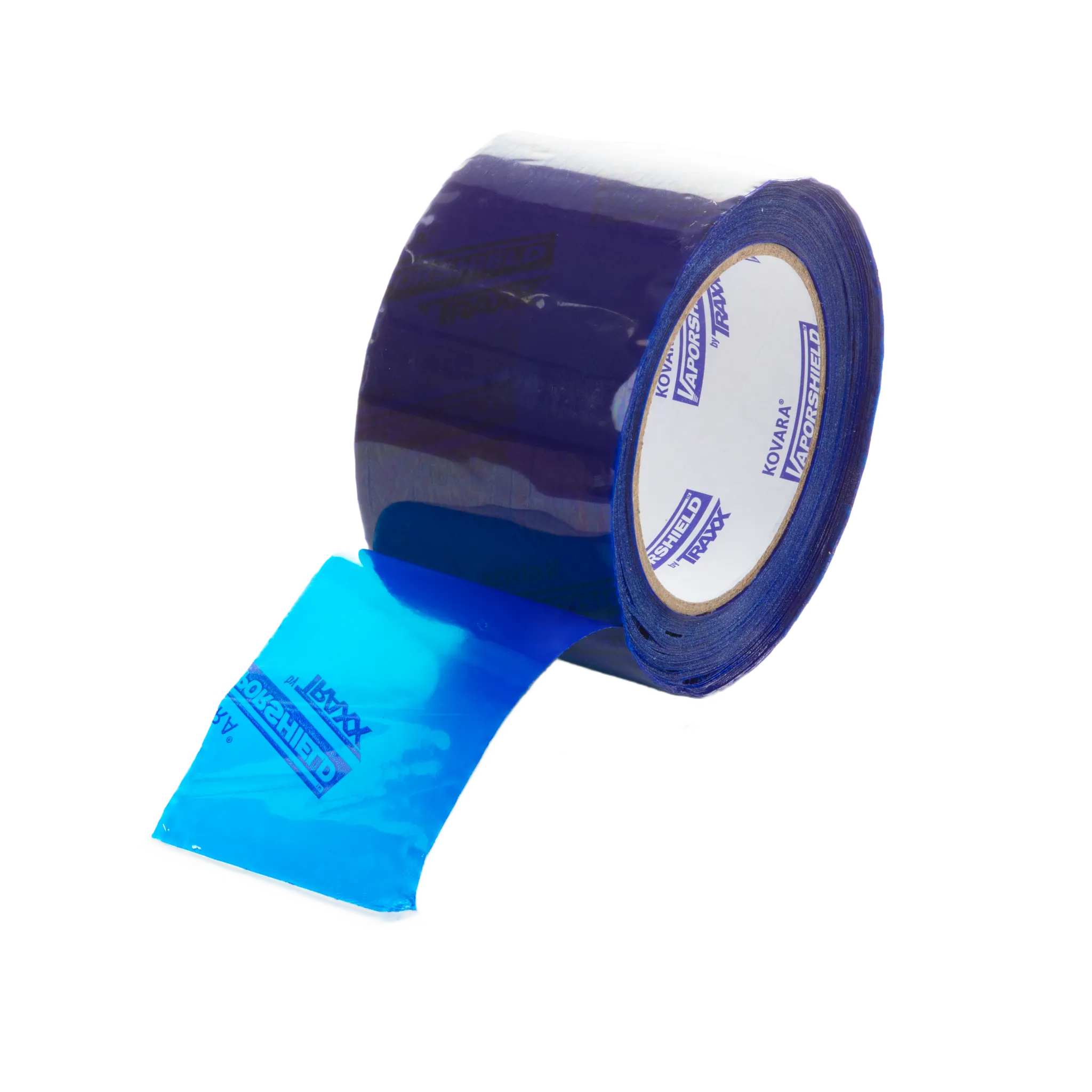 Blue protective tape roll with visible branding