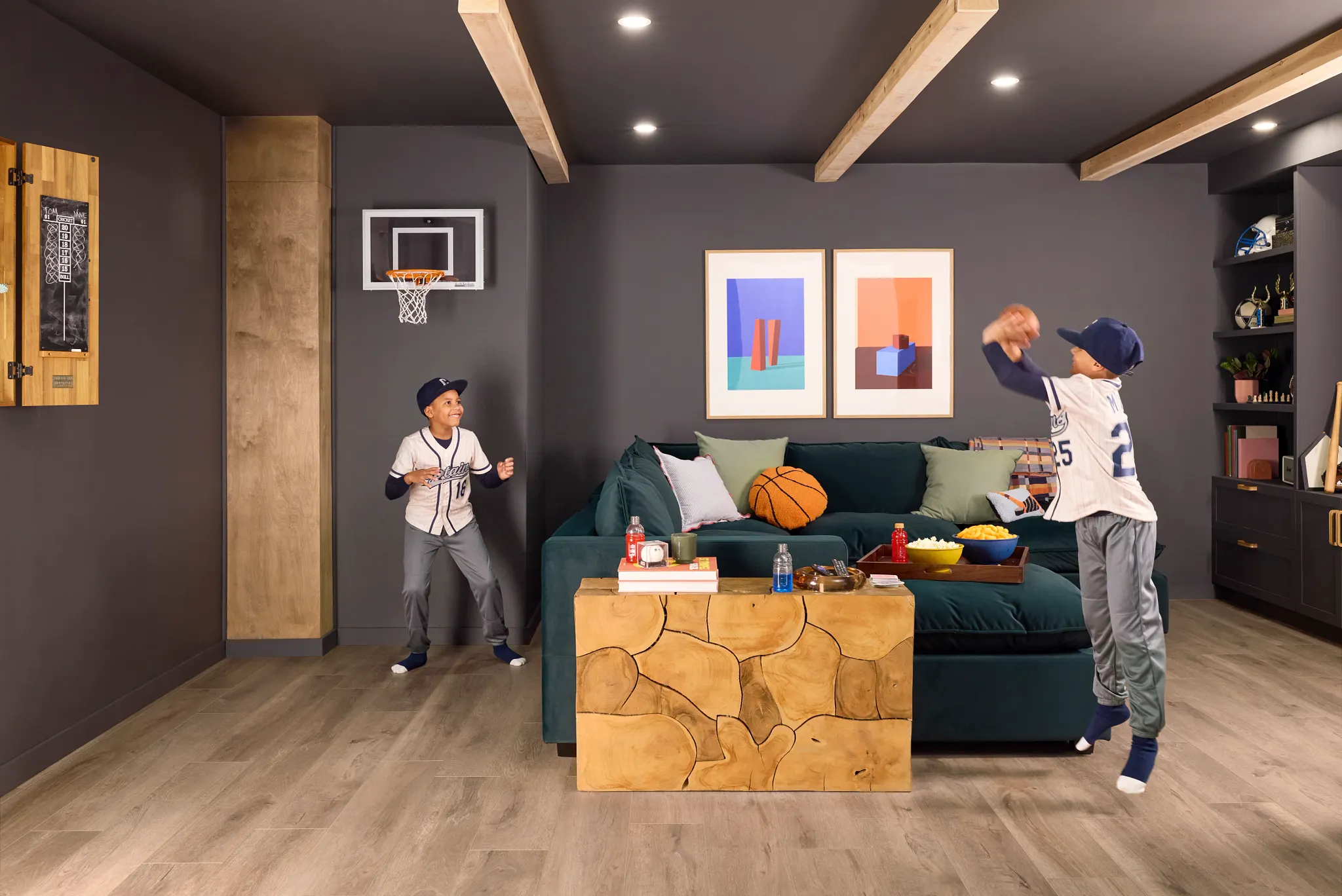 Modern living room with Coretec Residential WPC vinyl flooring