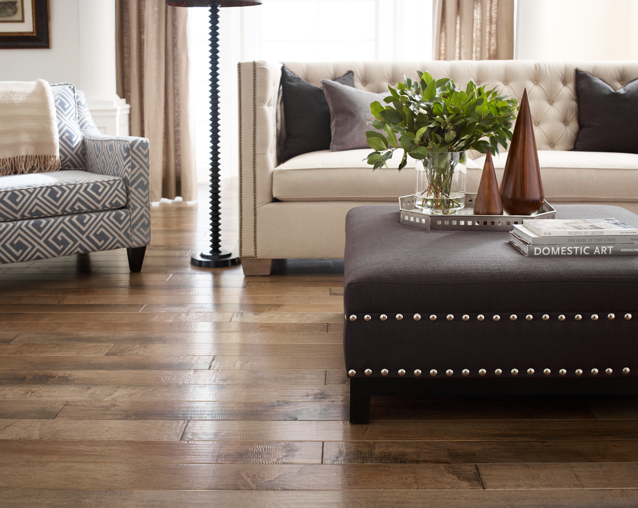brown hardwood installed in living room