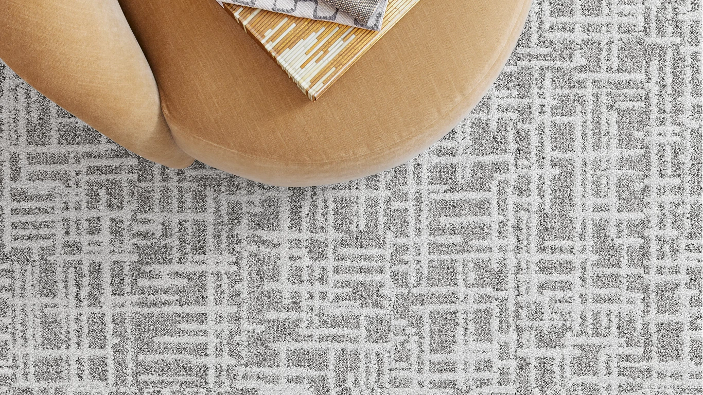 Up close view of shaw contract's Ecoworx bio carpet tile from the Texture study collection
