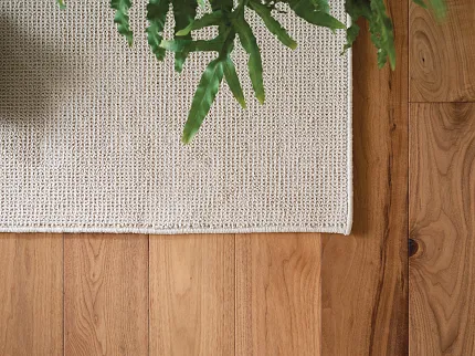 Beige Carpet and Natural Oak Hardwood Flooring Detail Close-up view of beige carpet and natural oak hardwood flooring