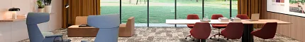 Contemporary office interior with commercial carpet tile flooring and stylish furniture Wildwood Tile