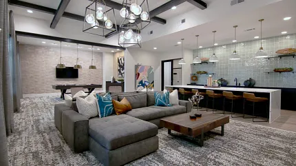 Contemporary carpet flooring for luxurious interiors Modern living room with plush carpet flooring and stylish decor