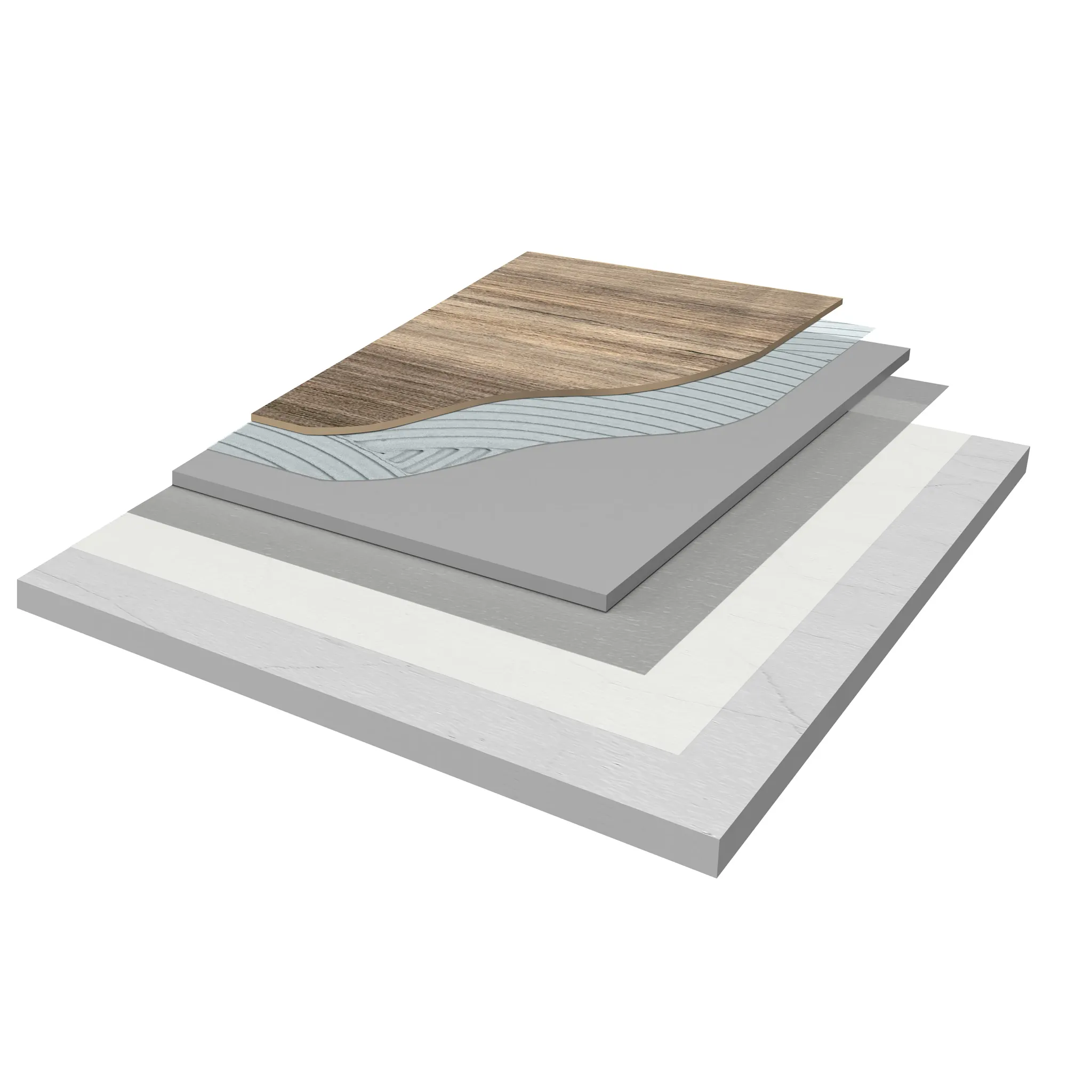 Multi-layer construction of hard surface flooring