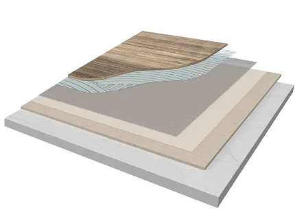 Durable multi-layer flooring for enhanced stability Cross-section of multi-layer flooring construction