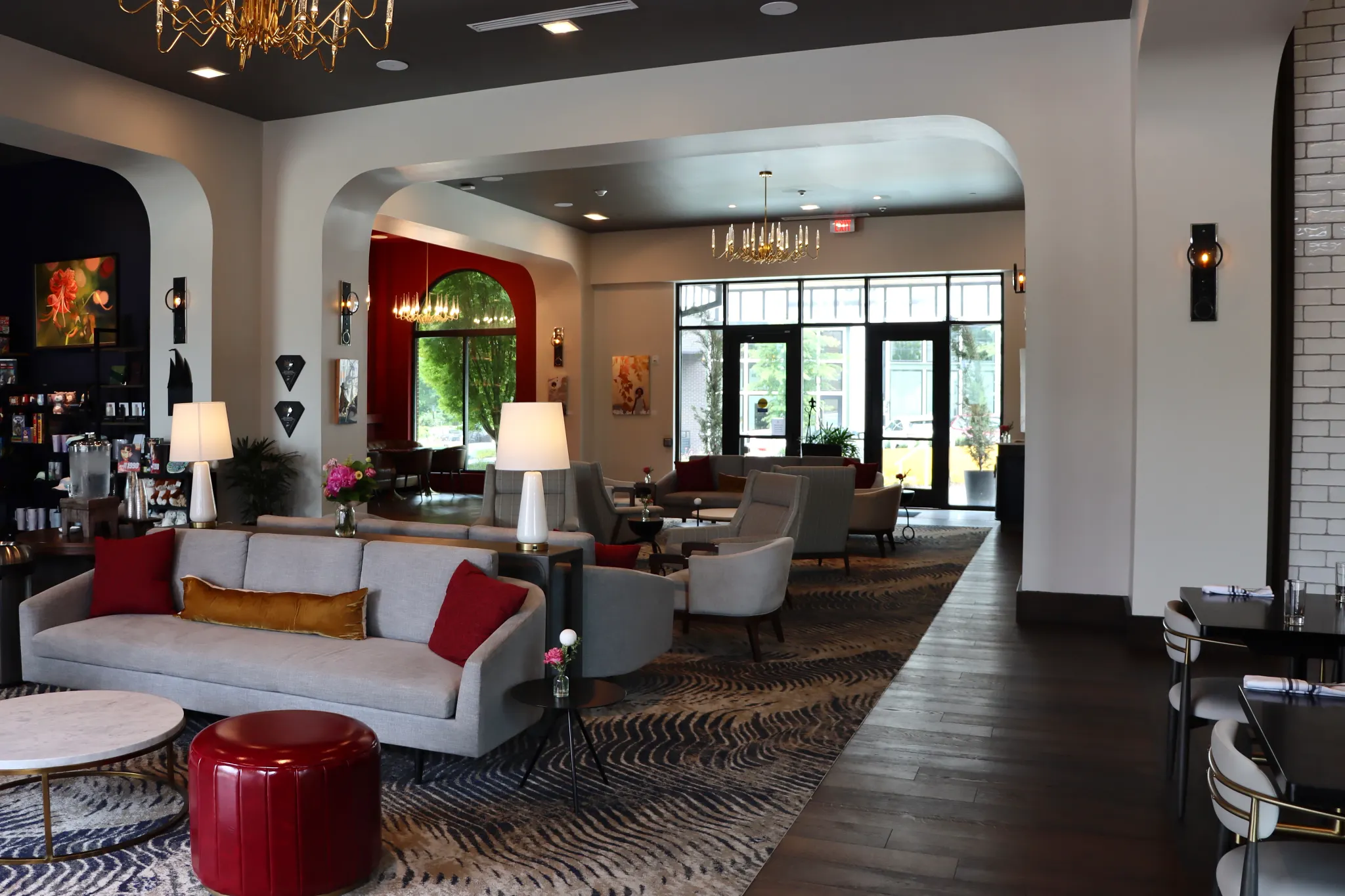 Stylish hospitality lounge with elegant seating and modern decor