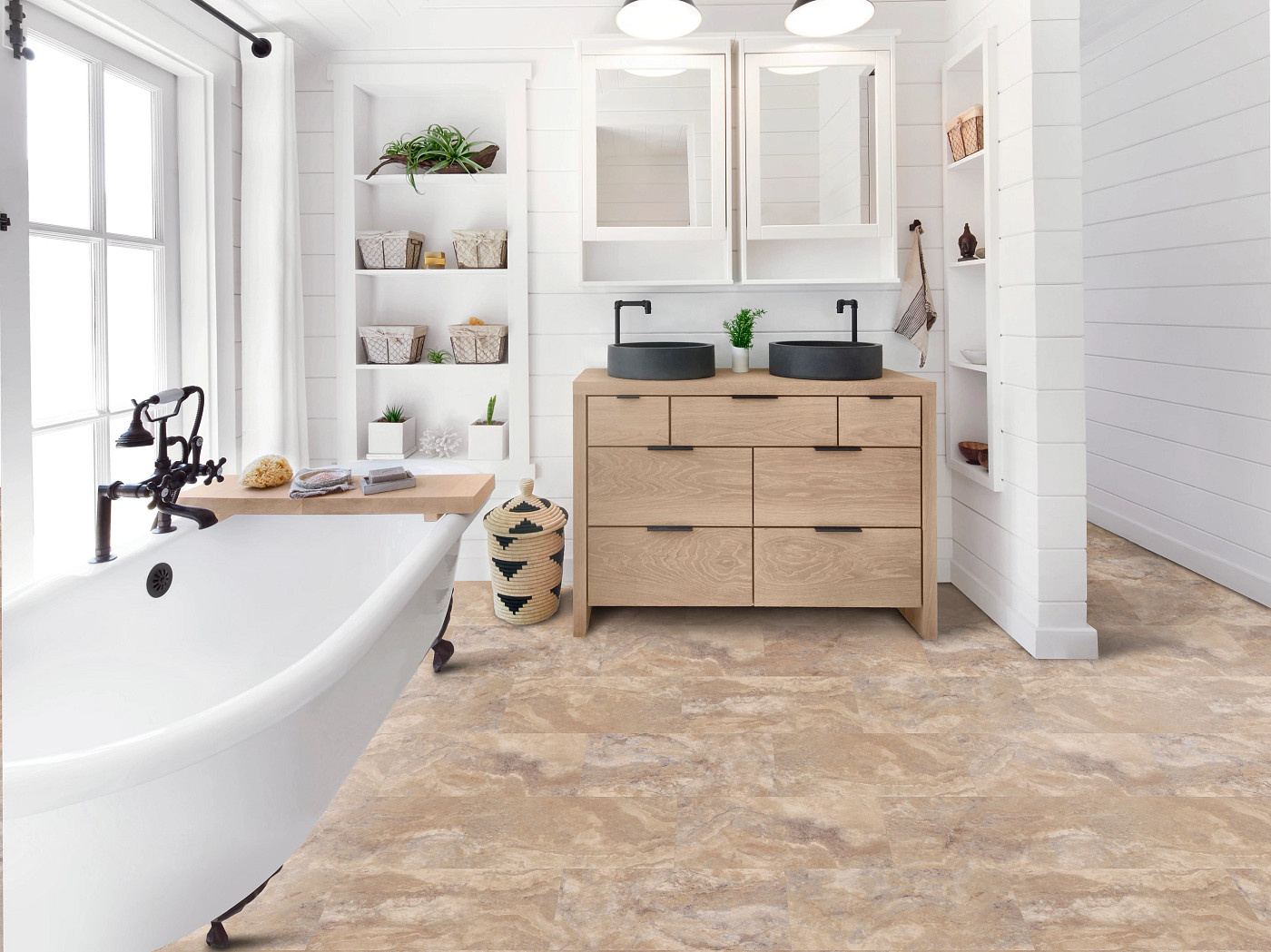 Adobe flooring, shown in a room