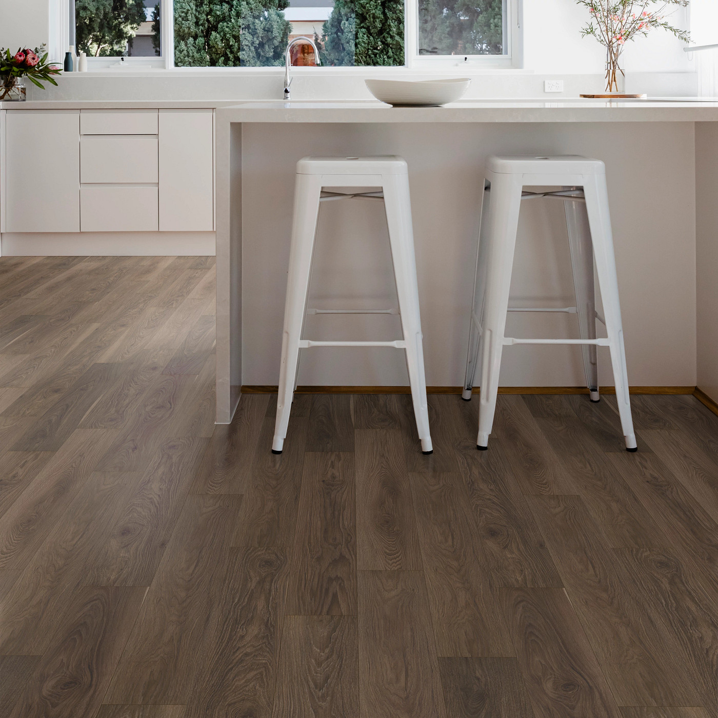 Charred Earth flooring, shown in a room