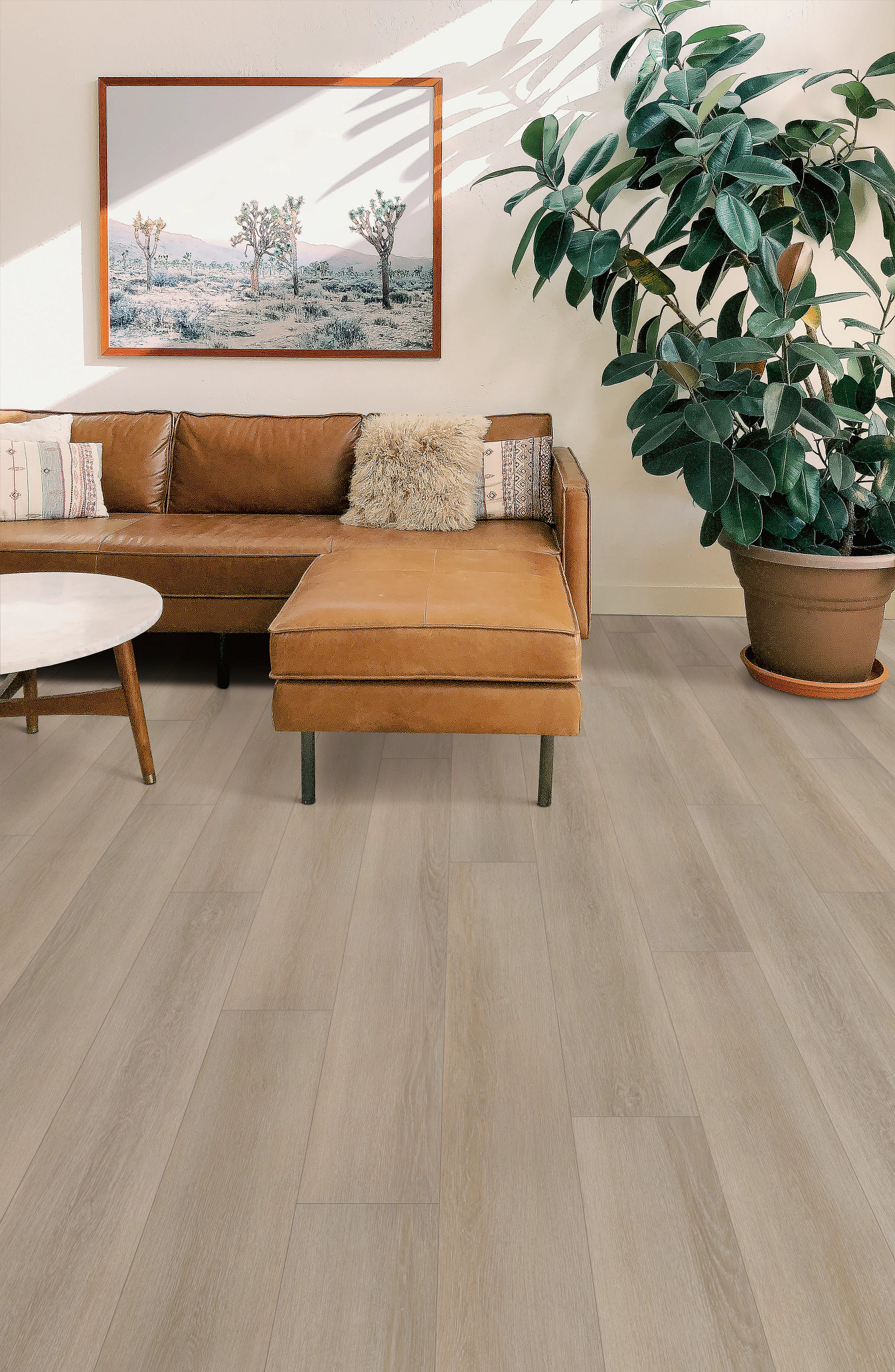 Muted Ember Oak flooring, shown in a room