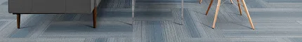 Blue and Gray Commercial Carpet Tile in Modern Office - 18x36 inch Chromatone in Cornflower Silver