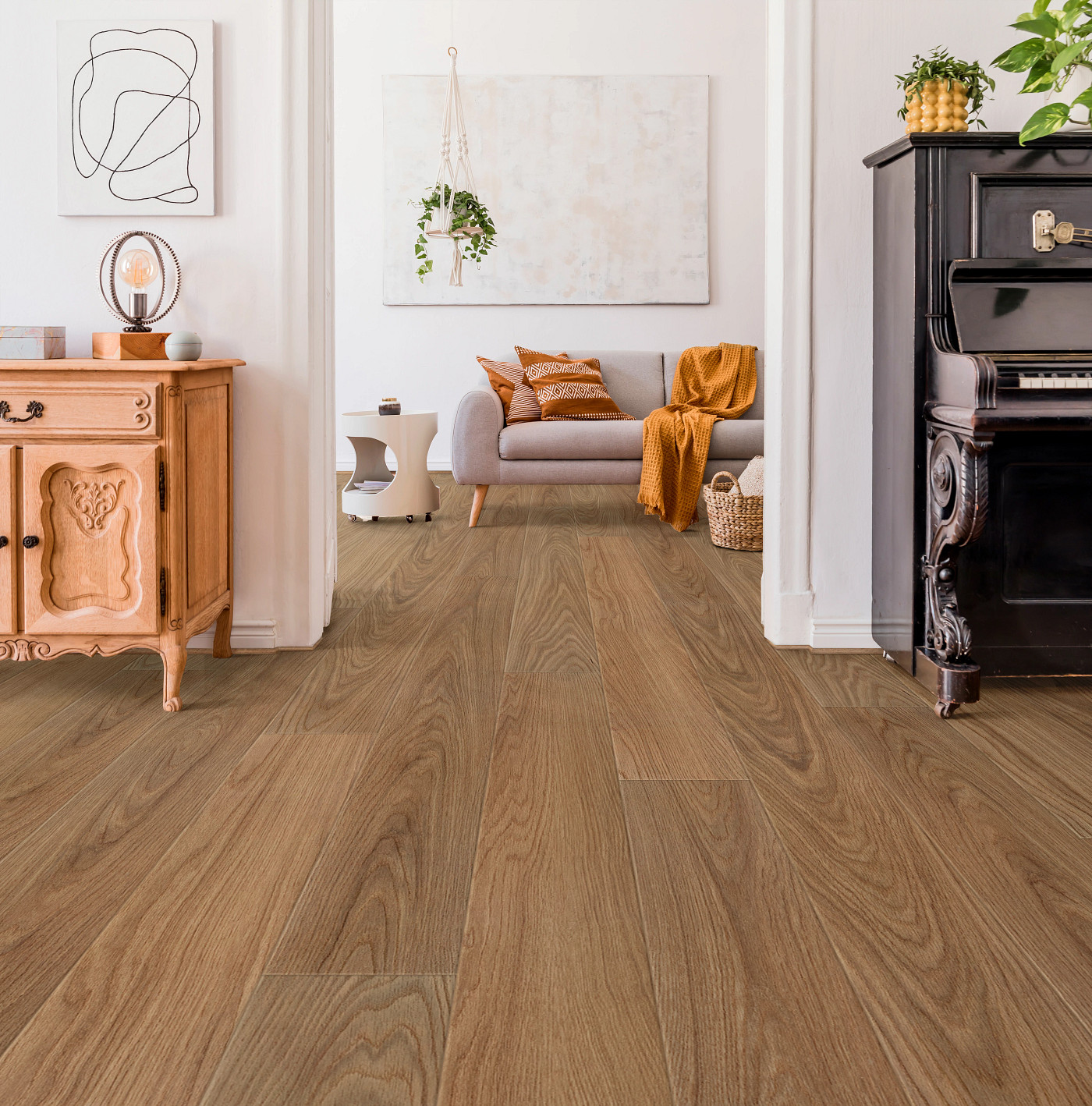 Canyon Oak flooring, shown in a room