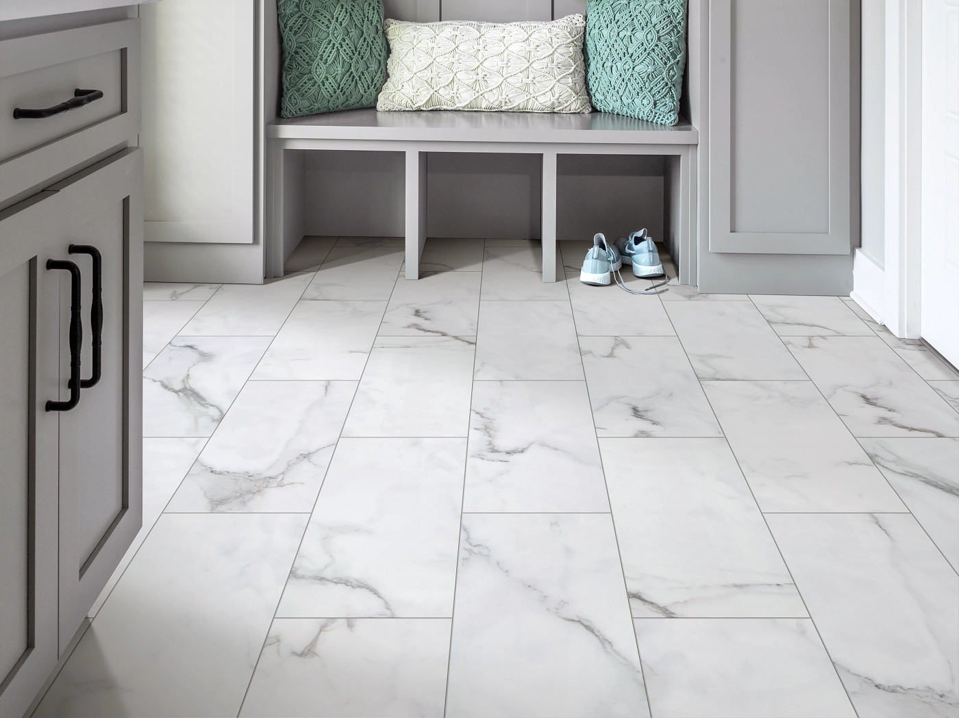 Platinum White flooring, shown in a room