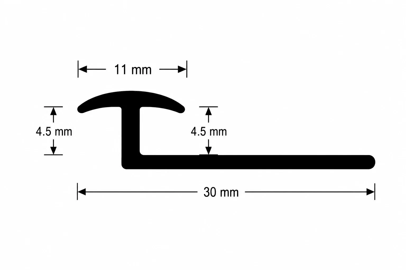 Flooring transition strip dimensions 11x30 mm