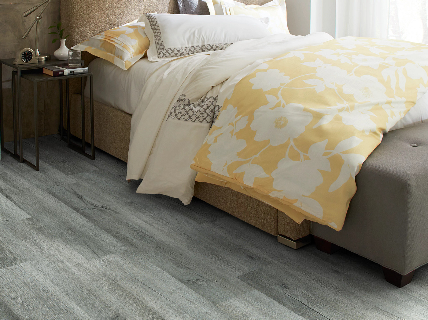 Greyed Oak flooring, shown in a room