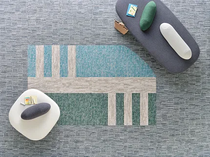 Stylish commercial carpet tile for contemporary spaces Modern carpet tile in blue and beige tones with 18x36 inch dimensions