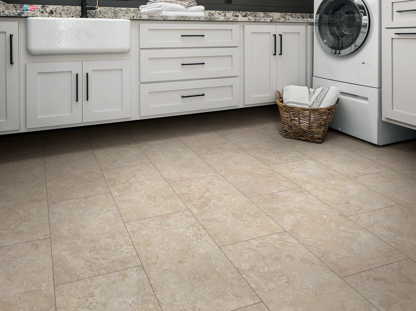 Earthstone flooring, shown in a room