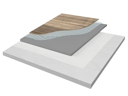Durable multi-layer flooring for high-traffic areas Cross-section of multi-layer flooring construction