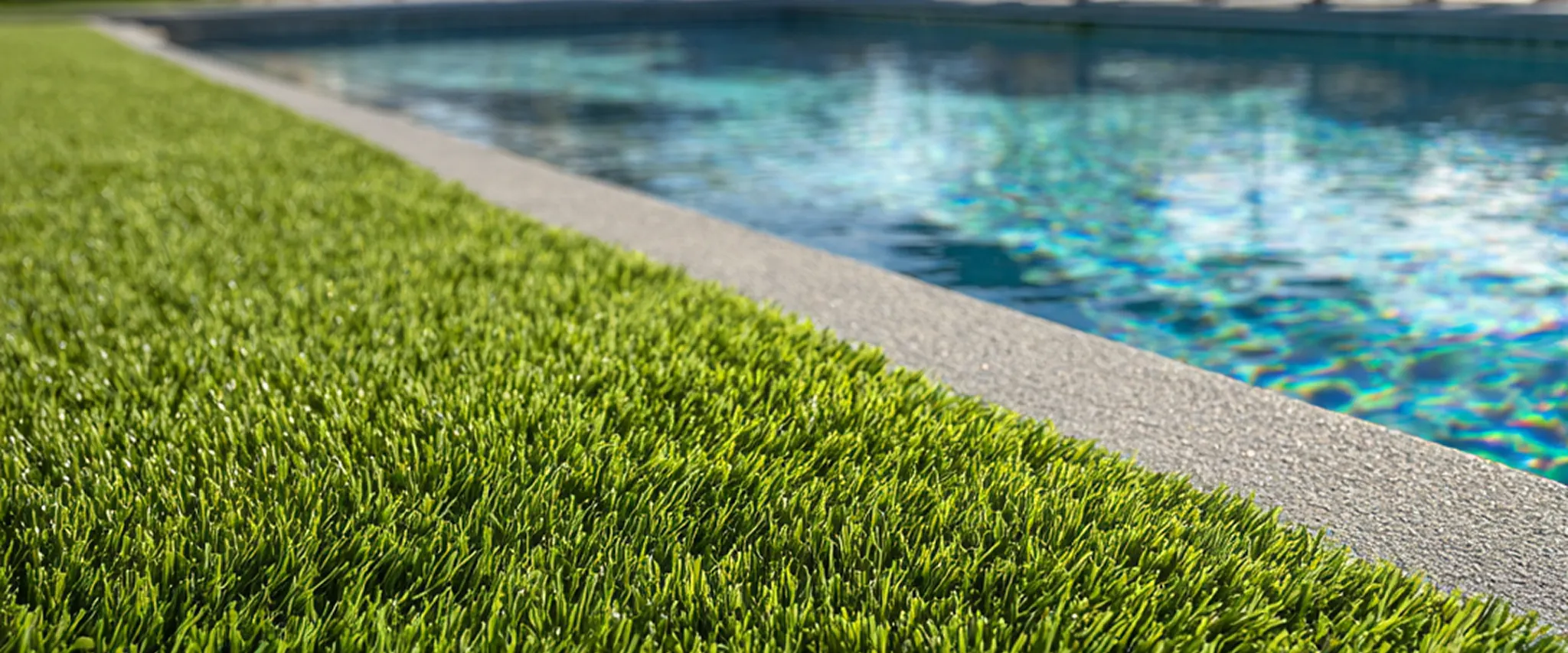 Artificial grass beside a swimming pool