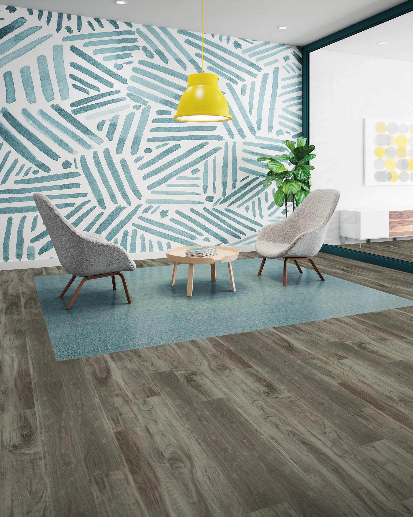Sparrow flooring, shown in a room