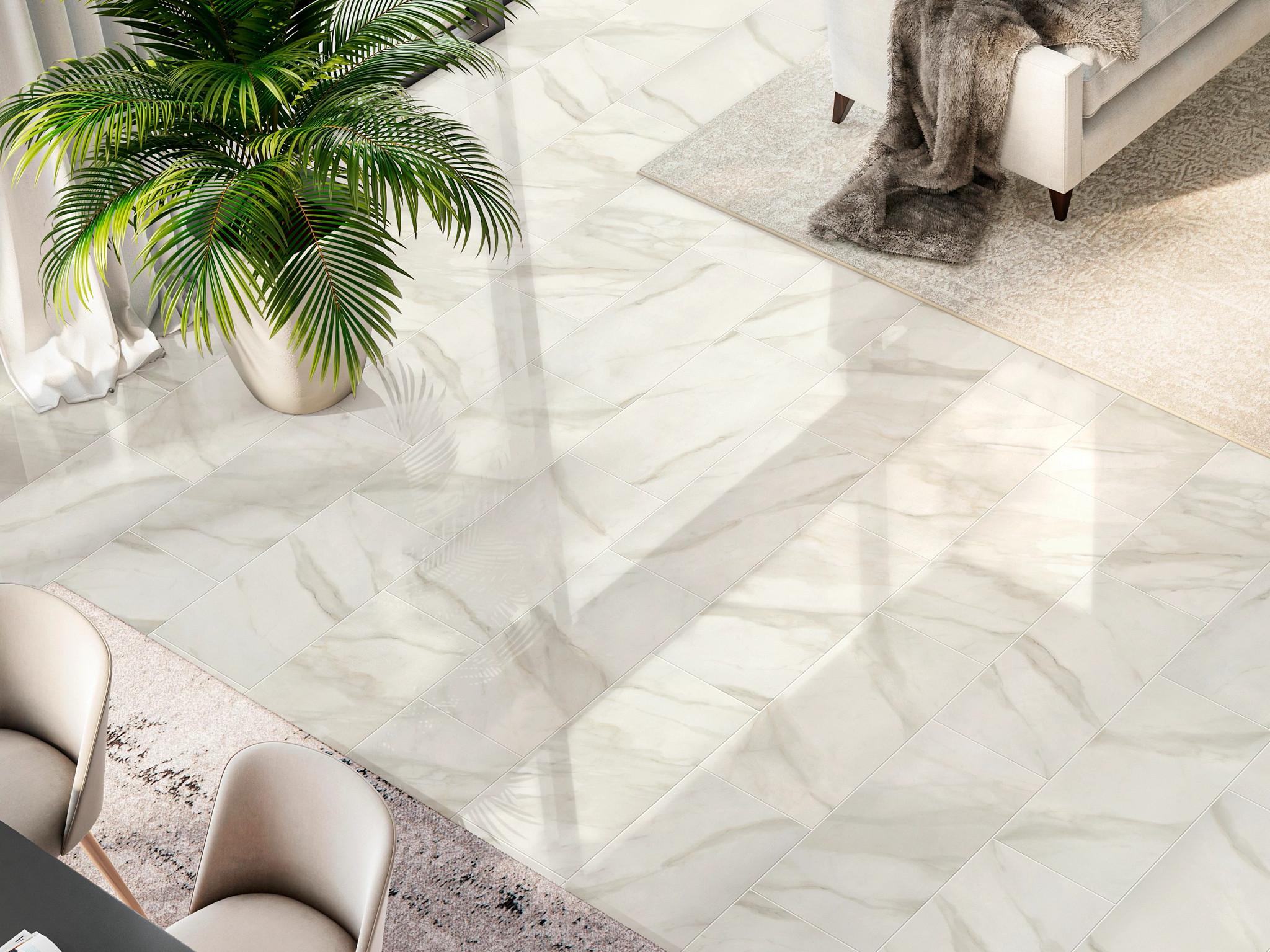 TRANQUILITY 12X24 POLISHED GOLDEN CALACATA ROOM