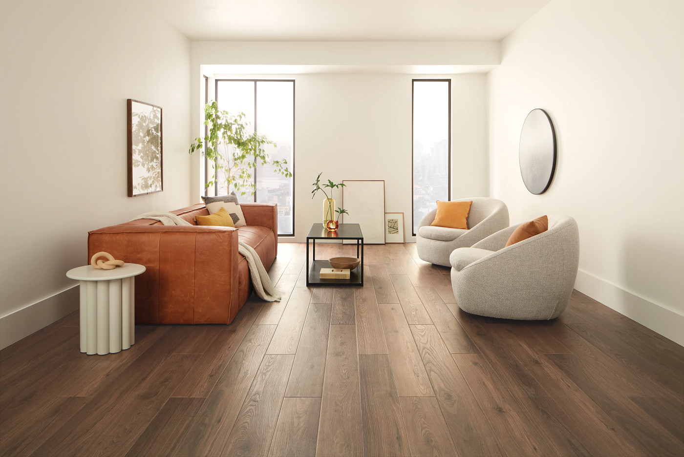 Tyro Walnut flooring, shown in a room