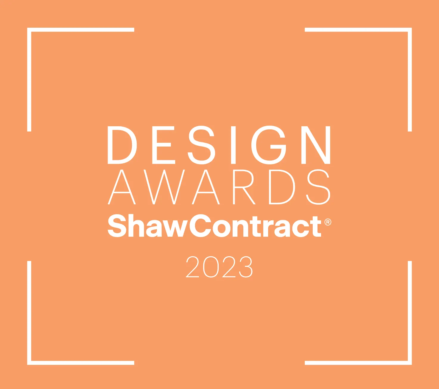 Shaw Contract Design Awards 2023 logo on an orange background