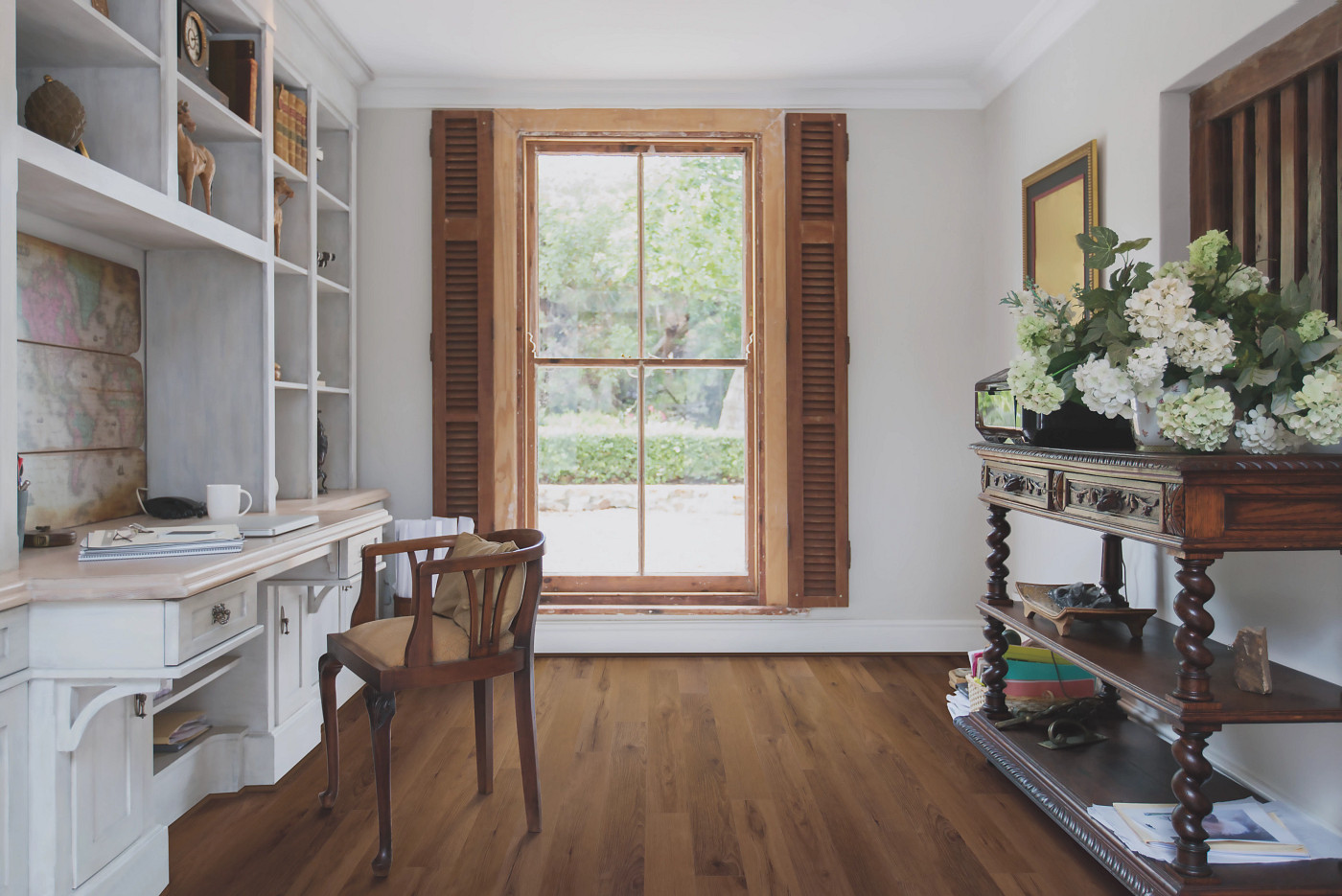 Rogers Hickory flooring, shown in a room