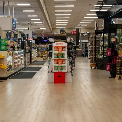 Durable Rigid Core flooring with 47.55x5.66 inch dimensions Rigid Core flooring in a retail store setting