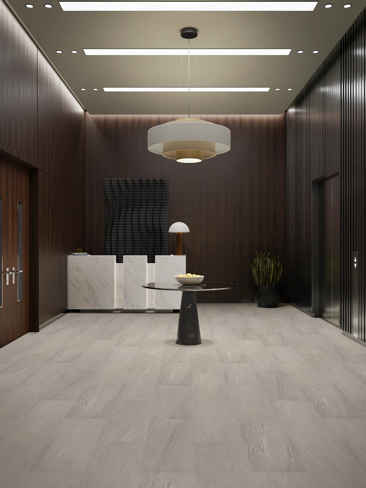 Gray Slate flooring, shown in a room