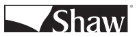 Shaw logo in black featuring abstract geometric shape and stylized company name text