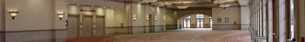 Elegant carpet design in hospitality venue Spacious ballroom with patterned carpet flooring