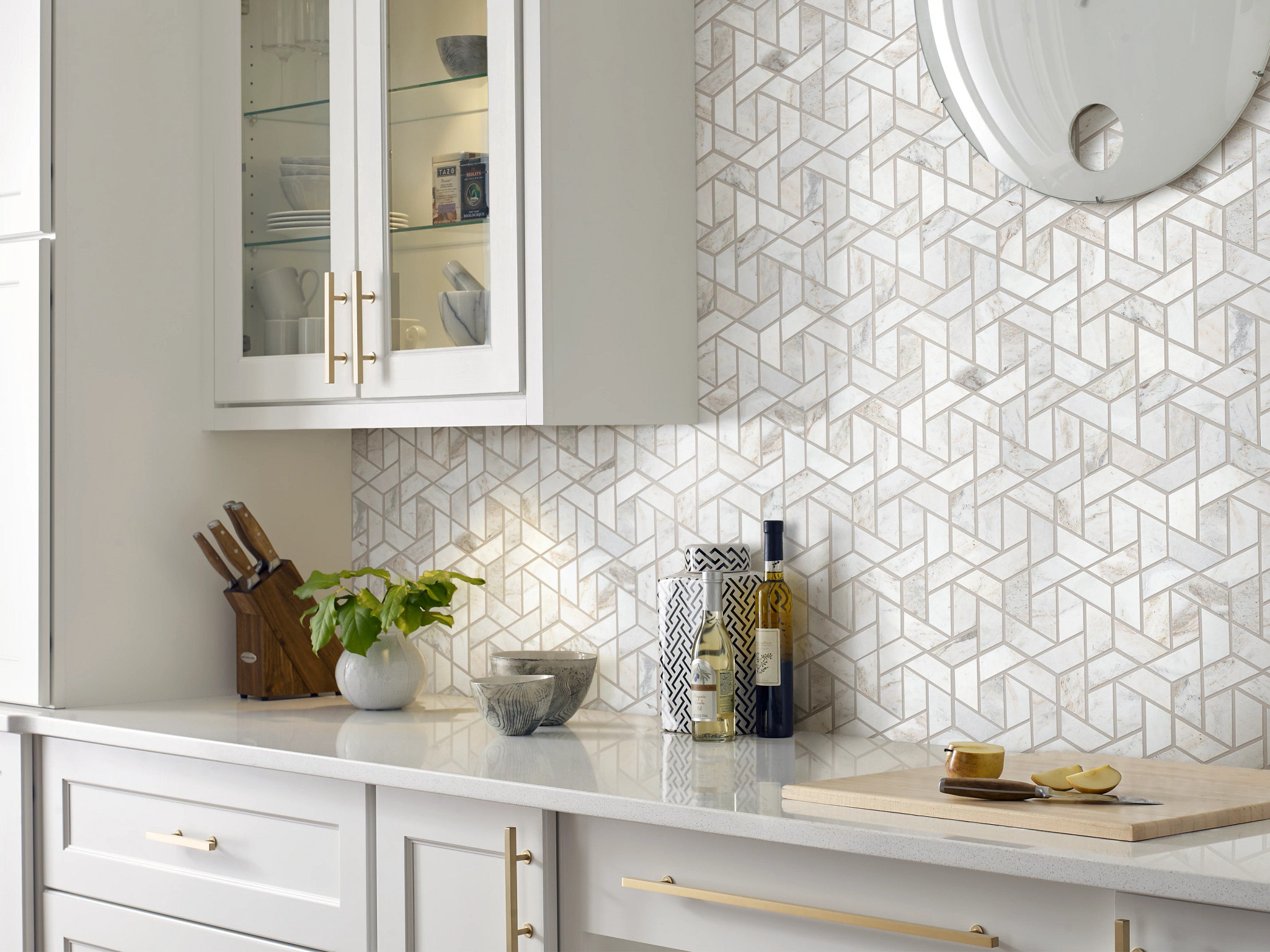 CHATEAU DOUBLE HEXAGON MOSAIC CASHMERE WHITE ROOM