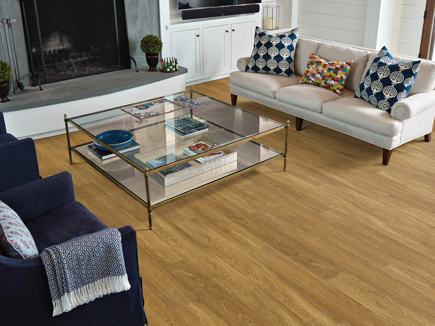 Reed flooring, shown in a room