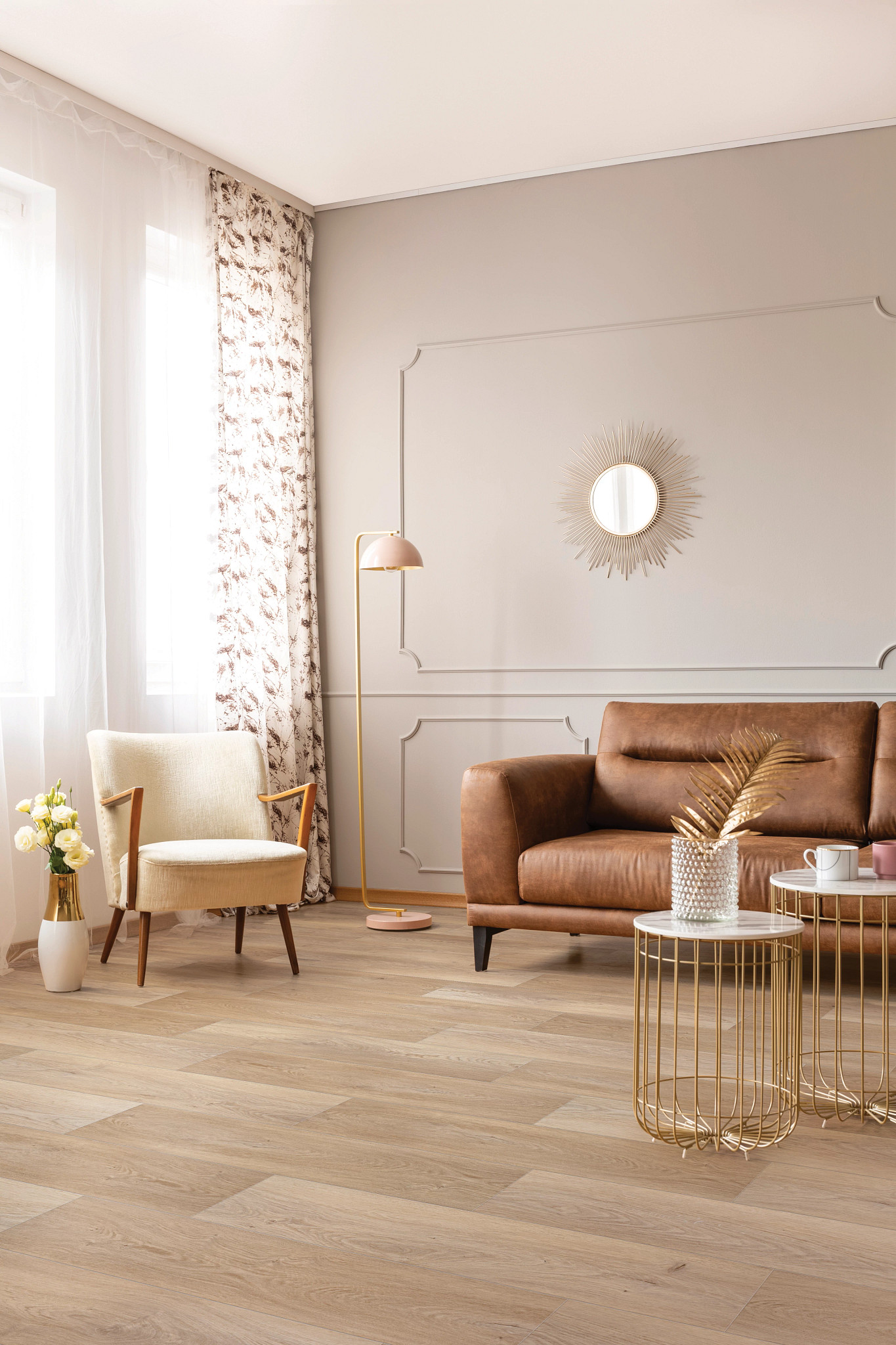 Bedford Oak flooring, shown in a room