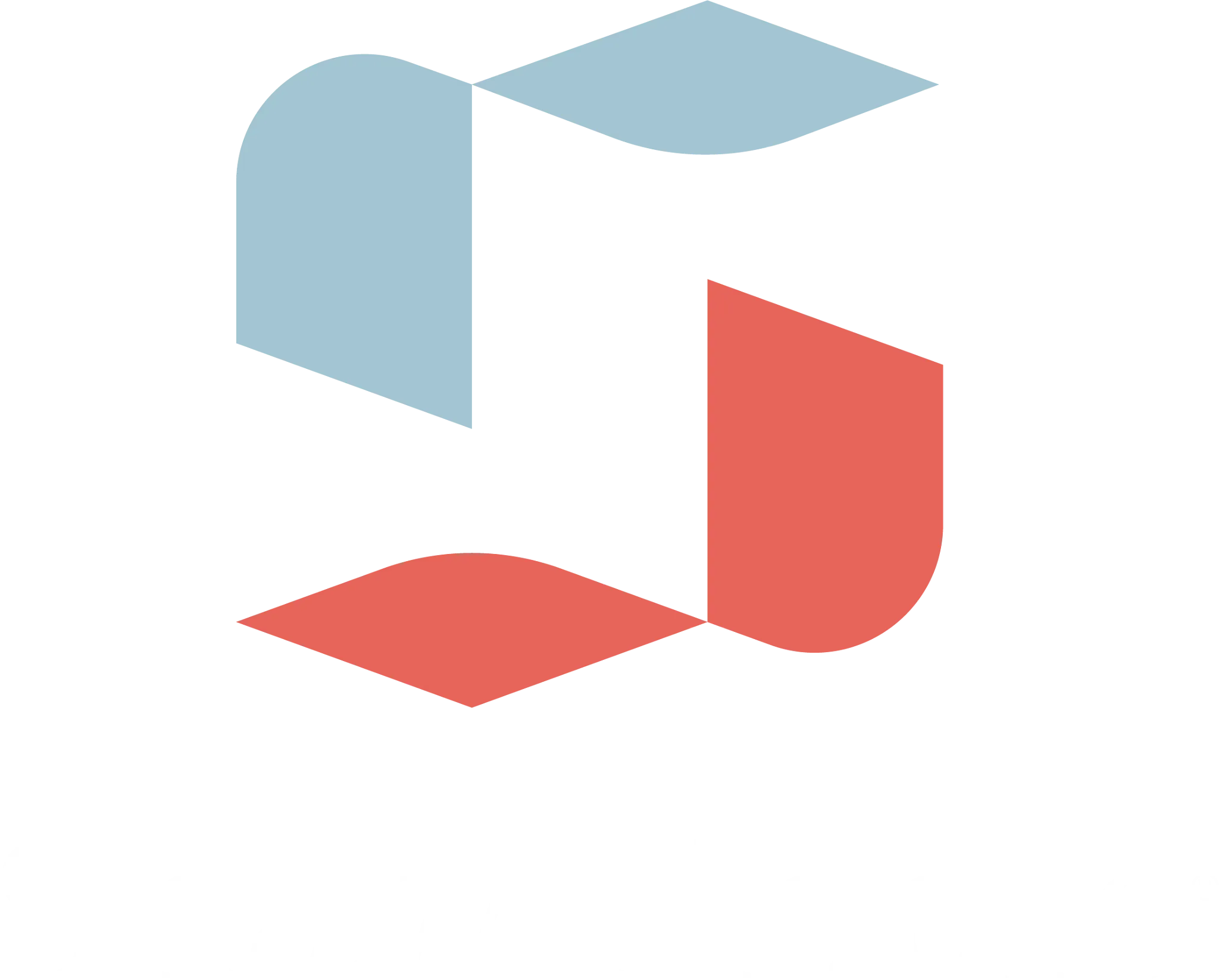 Abstract geometric design with blue and red shapes