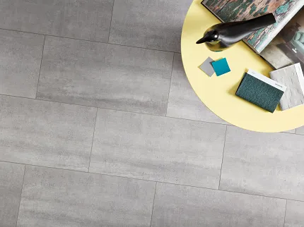 Gray Rigid Core Commercial Flooring with InLine Level Edge Profile - 23.46x11.73 inch Tiles <strong>Basis</strong> in Elaborate