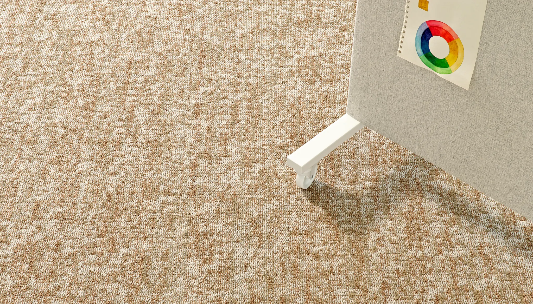 Beige commercial carpet tile with color swatches