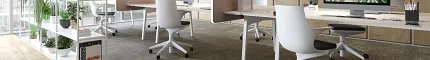 Contemporary office design with commercial carpet tile and wood flooring Balcony Tile
