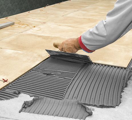 Installion of tile flooring