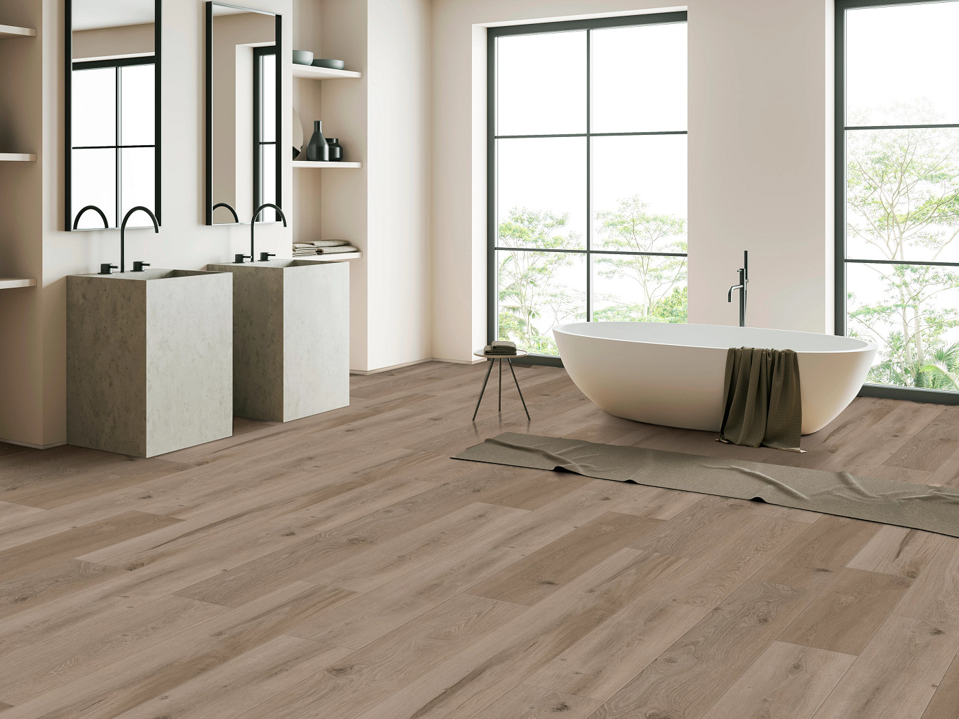 Smoky Linen Oak flooring, shown in a room