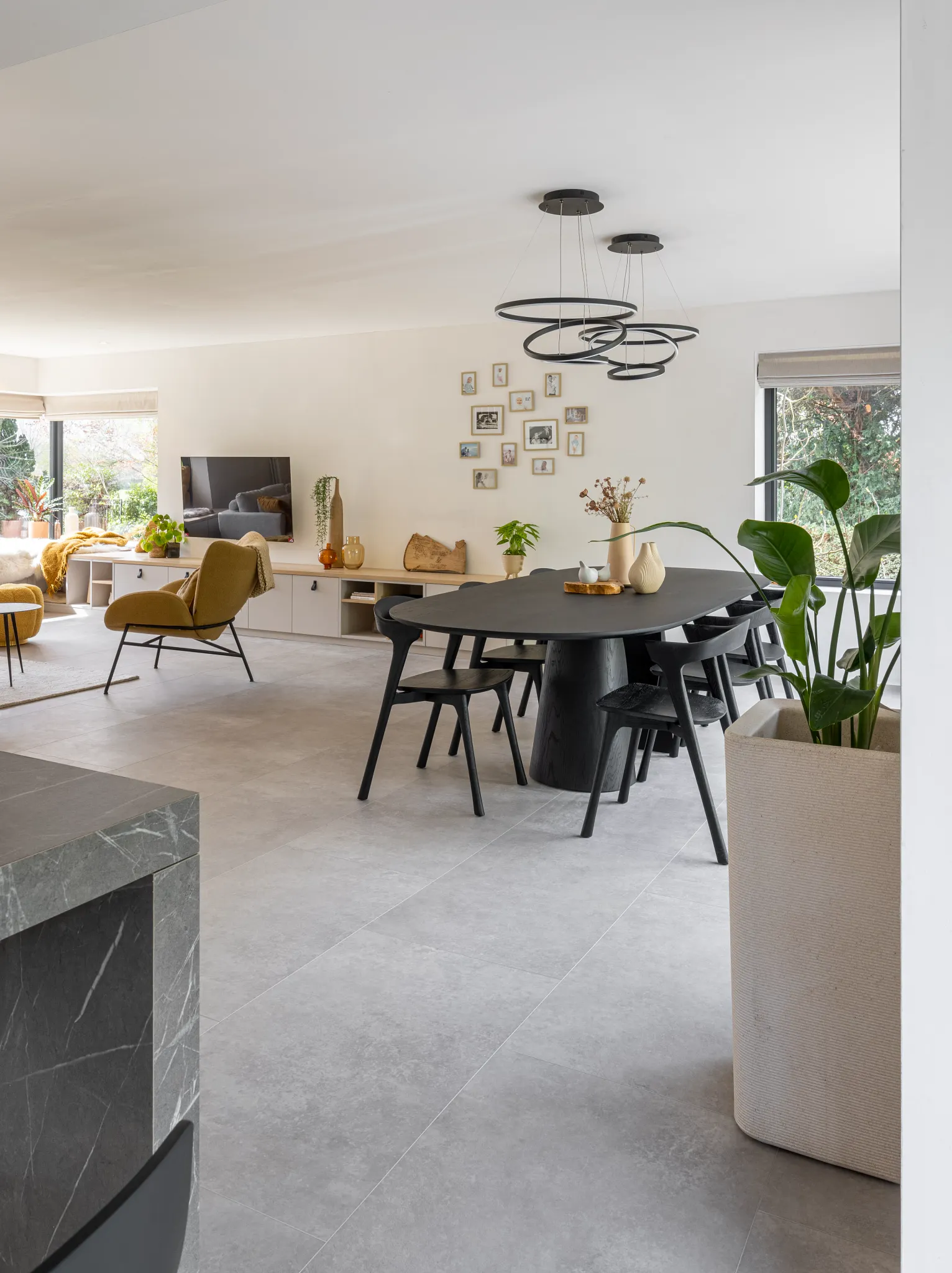 Living and dining room with Coretec tile 