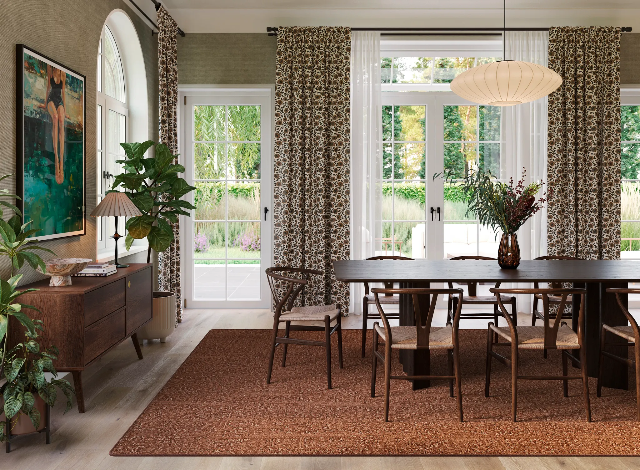 Close-up of a textured carpet swatch in light blue and beige colors