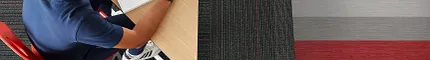 Education Facility with Commercial Carpet Tile in Black and Red Tones ColorLink 2.5 in Versatile + Rosy Red + Harmonious + Elemental and Disperse Color in Cool Red