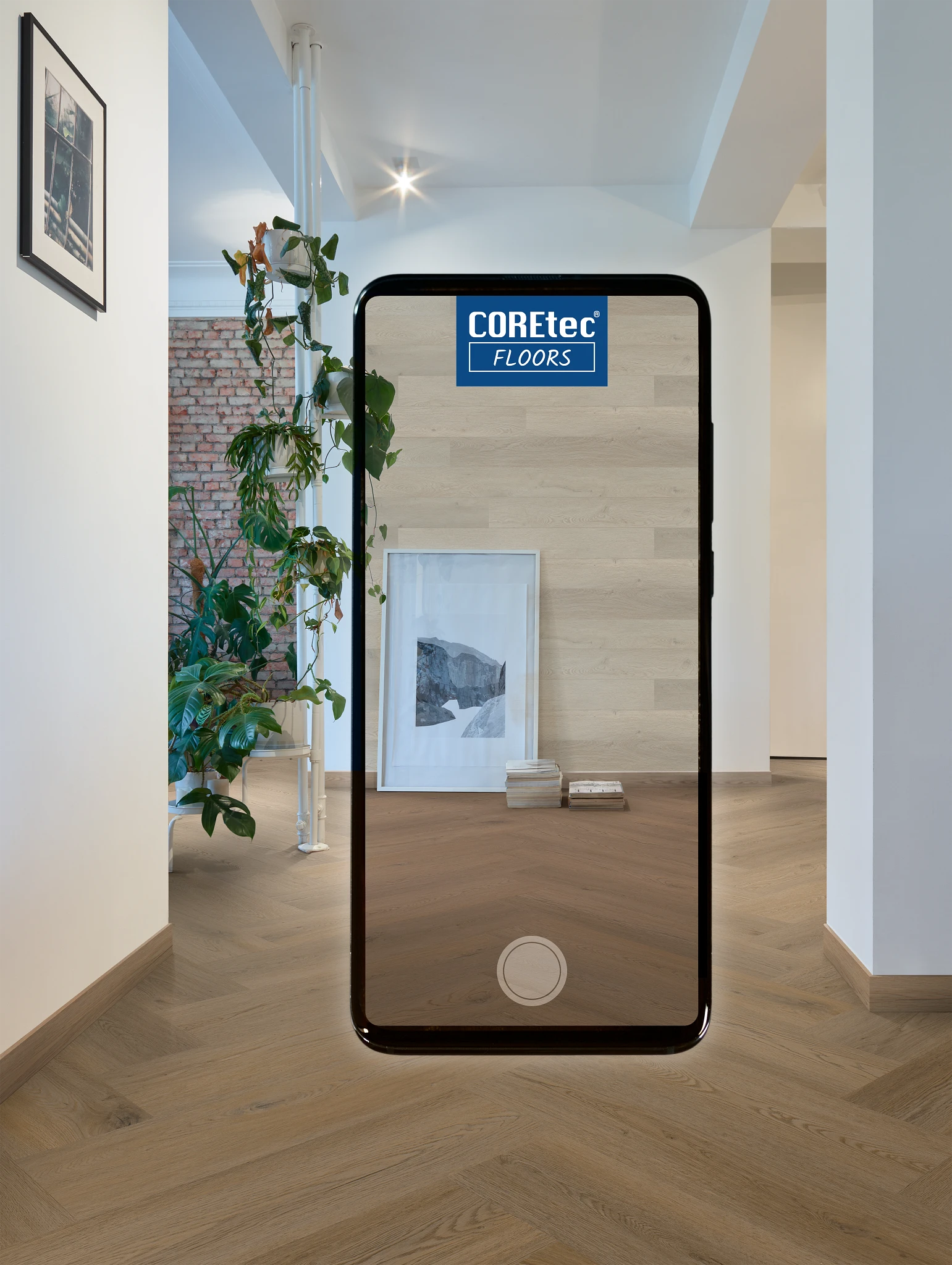 COREtec Floors Luxury Vinyl Plank Flooring in Modern Living Room Modern living room with COREtec Floors luxury vinyl plank flooring in a wood look design